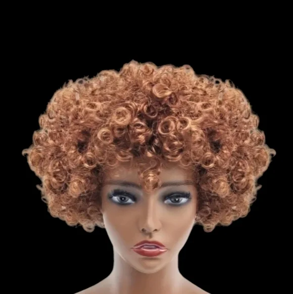 Fluffy Afro light brown NIB Unisex 10 in wig - Picture 2 of 5